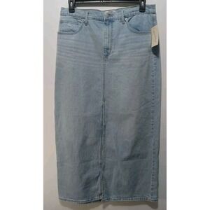 Universal Thread Size 14 Womens Medium Wash Front Slit Denim Maxi Skirt